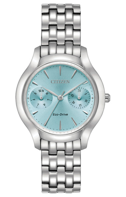 Citizen Eco-Drive Silhouette Day-Date Blue Dial Stainless Steel Womens Watch FD4010-57L