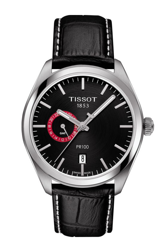 Tissot PR 100 Dual Time GMT Black Dial Stainless Steel Mens Quartz Watch T1014521605100
