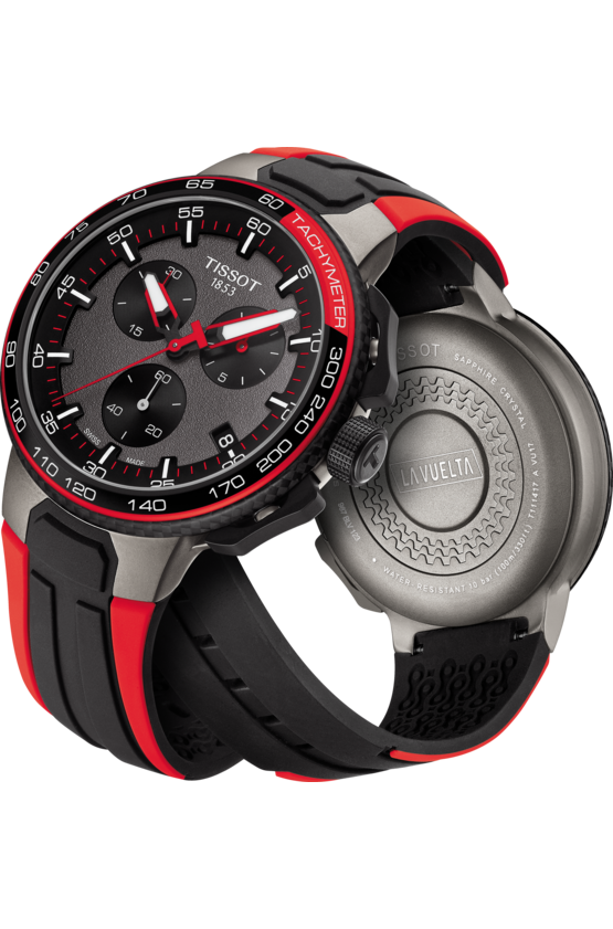 Tissot T-Race Cycling La Vuelta Black & Red Stainless Steel Mens Quartz Chronograph Watch T1114173744101