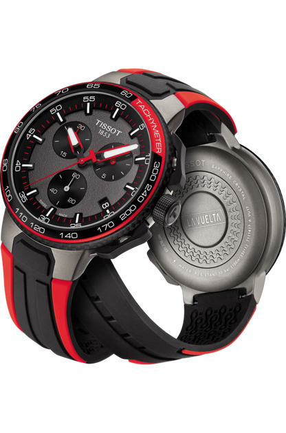 Tissot T-Race Cycling La Vuelta Black & Red Stainless Steel Mens Quartz Chronograph Watch T1114173744101