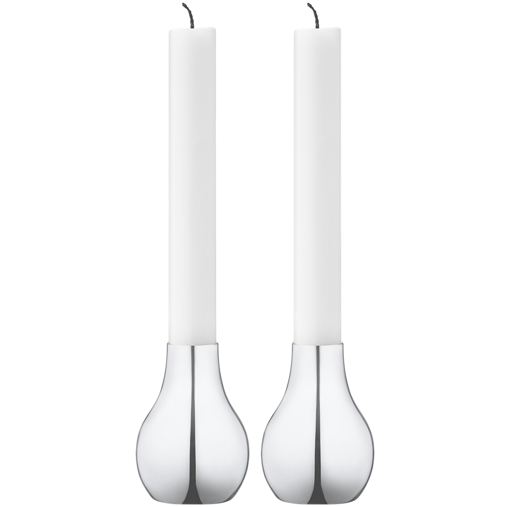 Georg Jensen Living Stainless Steel Medium CAFU Candle Holders (Pair) 3586342