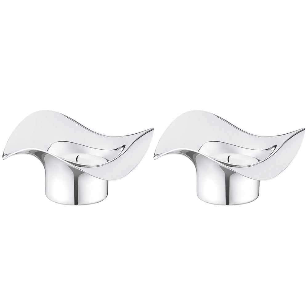Georg Jensen Living Stainless Steel COBRA Tealight Holders (Pair) 3586582