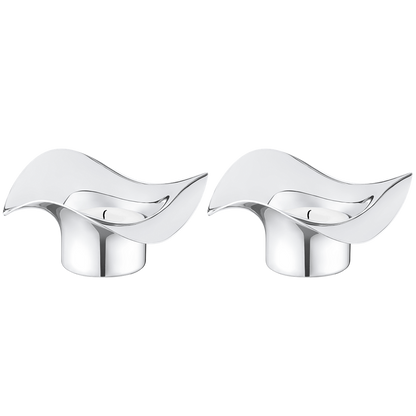 Georg Jensen Living Stainless Steel COBRA Tealight Holders (Pair) 3586582