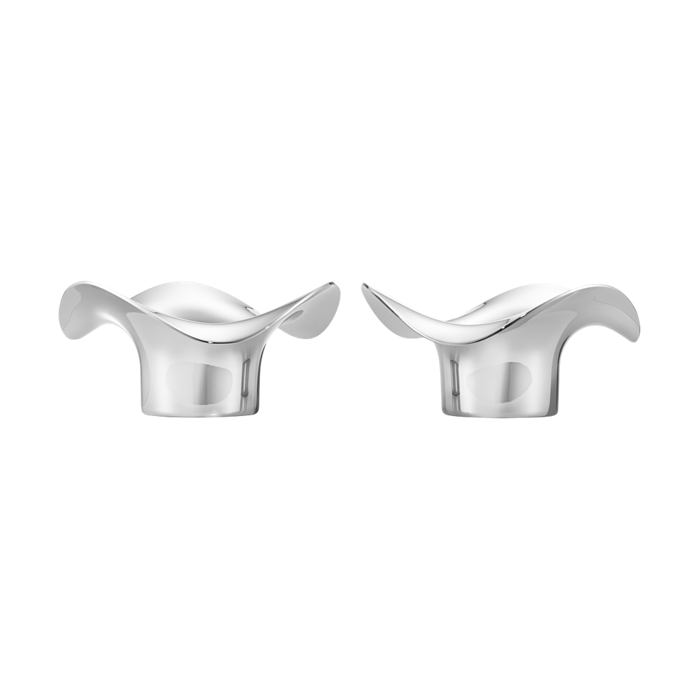 Georg Jensen Living Stainless Steel COBRA Tealight Holders (Pair) 3586582