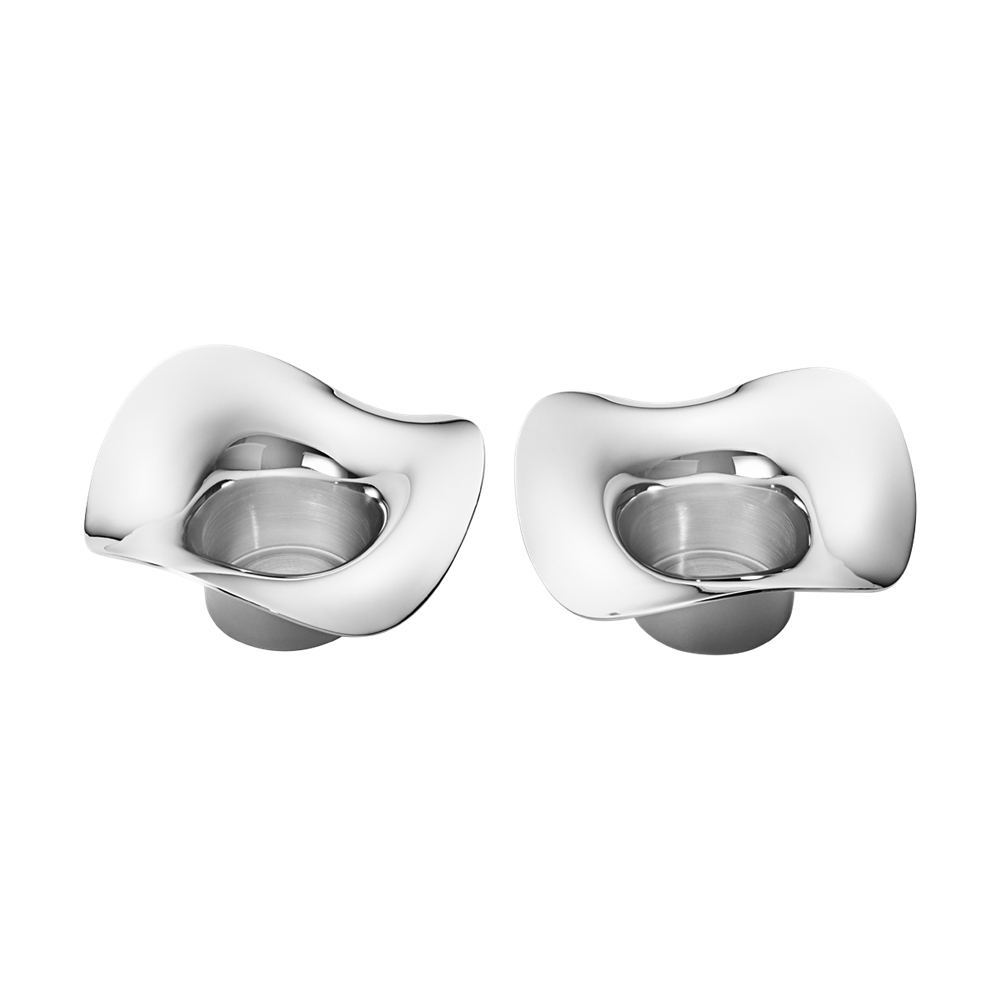Georg Jensen Living Stainless Steel COBRA Tealight Holders (Pair) 3586582