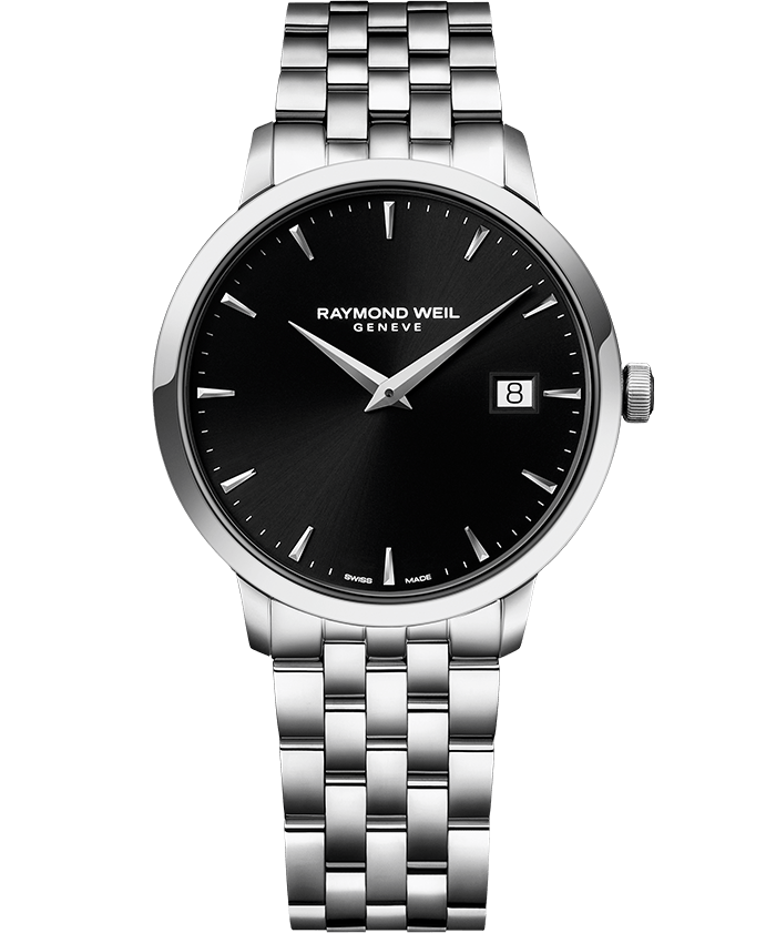 Raymond Weil Toccata Black Dial Stainless Steel Mens Quartz Watch 39mm 5488-ST-20001