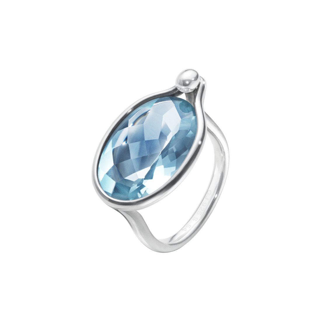 Georg Jensen SAVANNAH Sterling Silver & Blue Topaz Ring 10003055