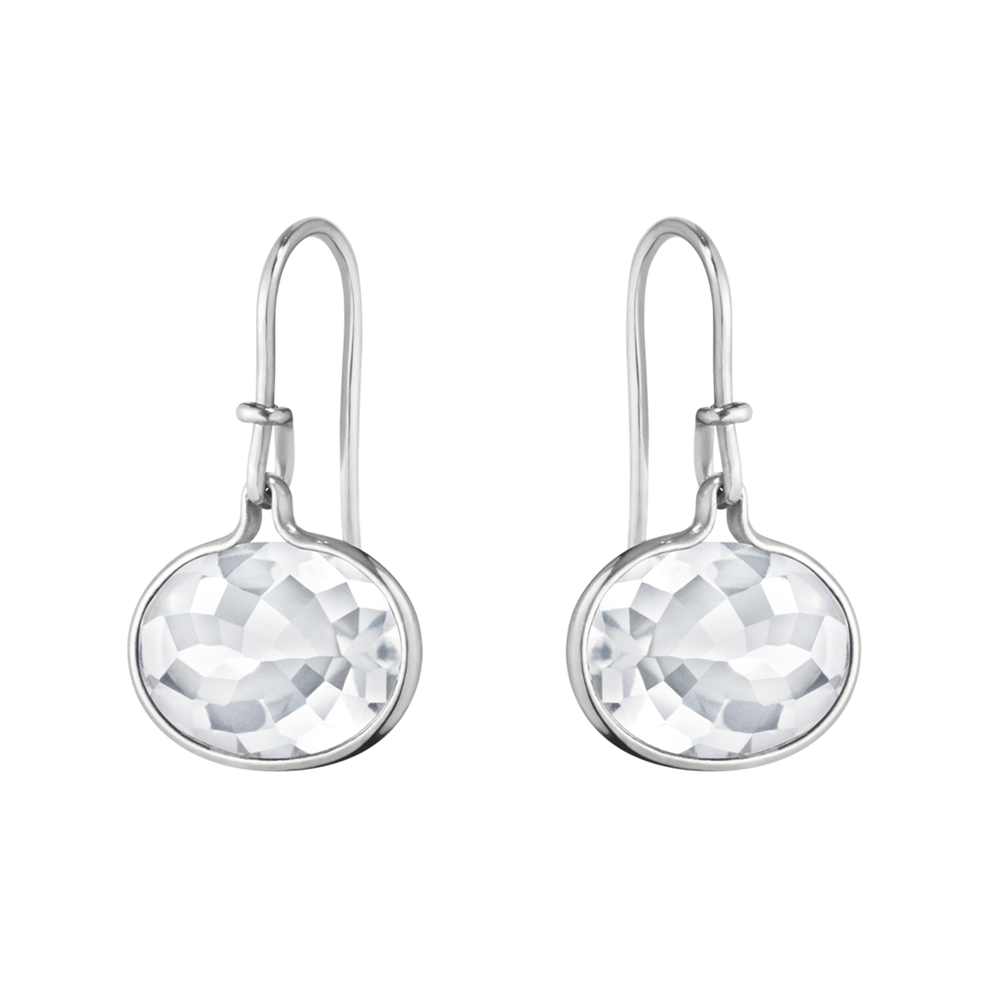 Georg Jensen SAVANNAH Sterling Silver & Rock Crystal Hook Drop Earrings 10003044