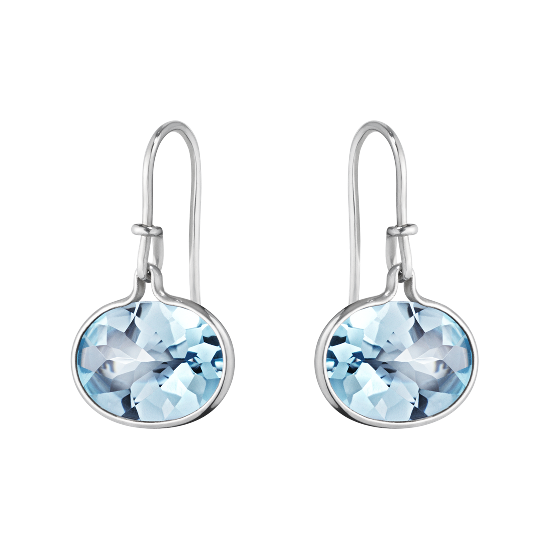Georg Jensen SAVANNAH Sterling Silver & Blue Topaz Hook Drop Earrings 10003040