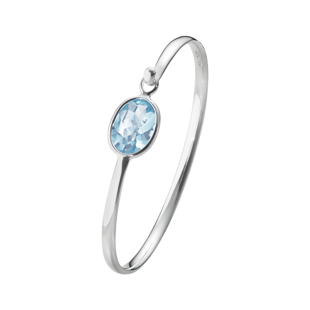 Georg Jensen SAVANNAH Sterling Silver & Blue Topaz Bangle 10007219
