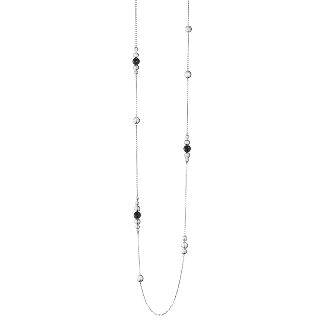 Georg Jensen MOONLIGHT GRAPES Sterling Silver & Onyx Sautoir Necklace 3533102