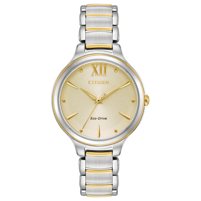 Citizen Eco-Drive Citizen L Champagne Dial Two Tone Watch EM0554-82X