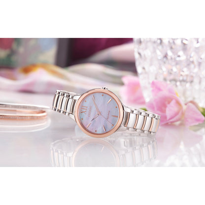 Citizen Eco-Drive Citizen L Mother of Pearl Dial Two Tone Watch EM0556-87D