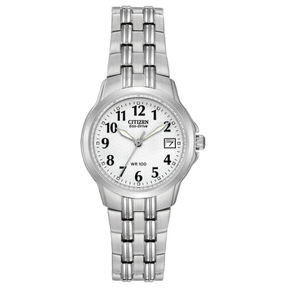 Citizen Eco-Drive White Dial Stainless Steel Womens Watch EW1540-54A