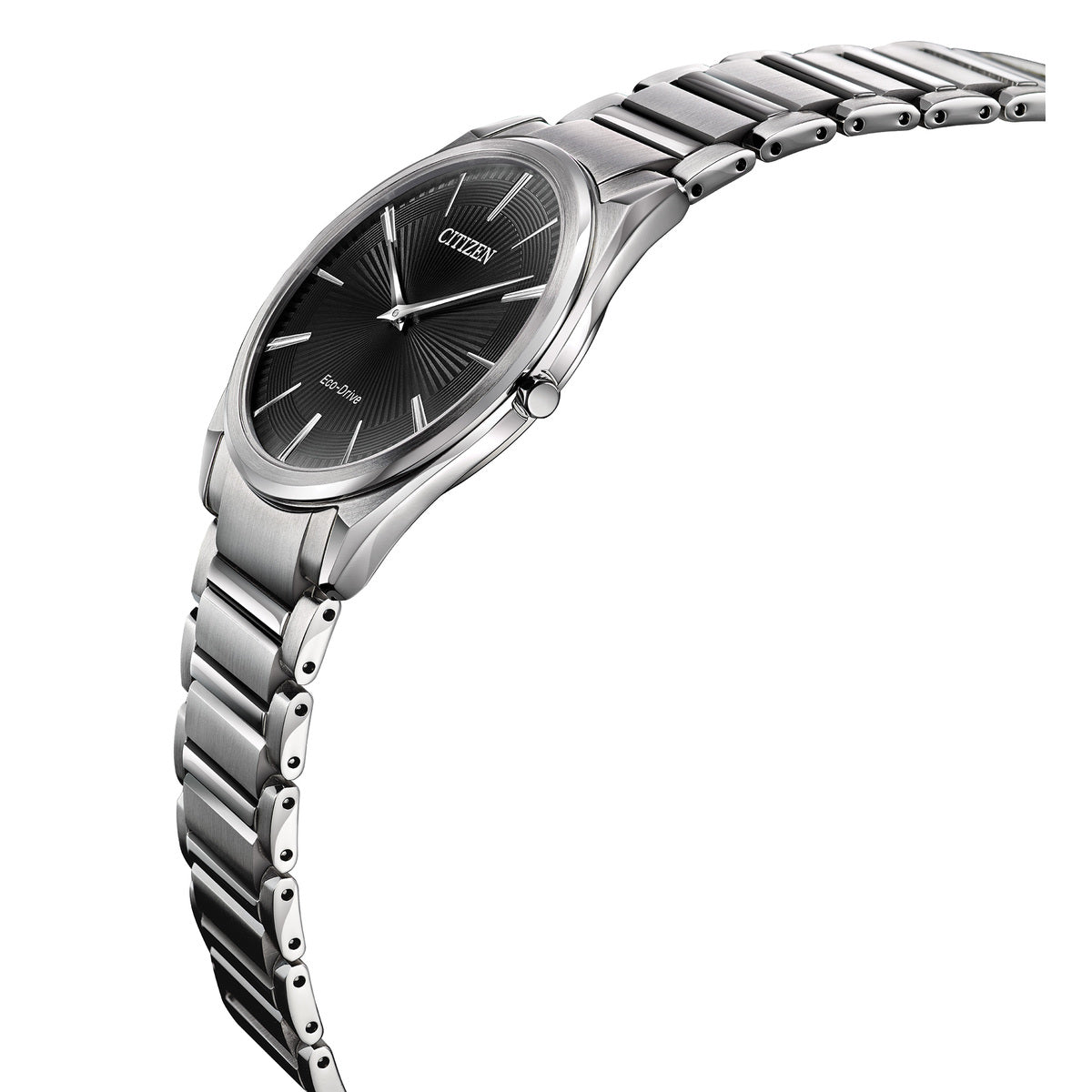 Citizen Eco-Drive Stiletto Black Dial Stainless Steel Mens Watch AR3070-55E