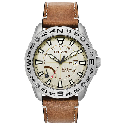 Citizen Eco-Drive Sport Power Reserve Silver Dial Stainless Steel Mens Watch AW7040-02A