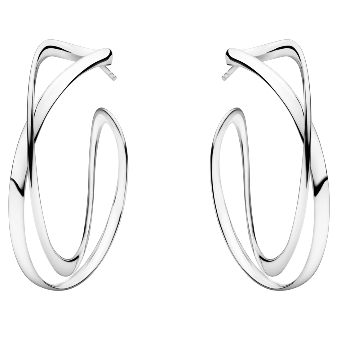 Georg Jensen INFINITY Sterling Silver Earhoops Earrings (large) 3539267