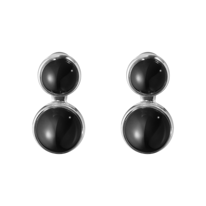 Georg Jensen MICHELSEN Sterling Silver & Black Onyx Stud/Drop Earrings 10007339
