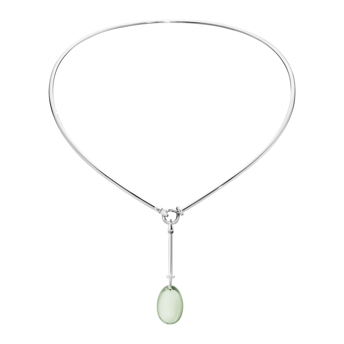 Georg Jensen DEW DROP Sterling Silver Prasiolite & Diamond Pendant Necklace 3536408
