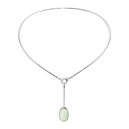 Georg Jensen DEW DROP Sterling Silver Prasiolite & Diamond Pendant Necklace 3536408