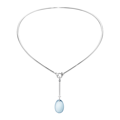 Georg Jensen DEW DROP Sterling Silver Blue Topaz & Diamond Pendant Necklace 3536403