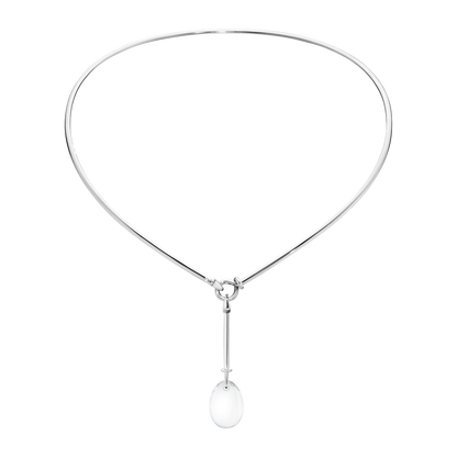 Georg Jensen DEW DROP Sterling Silver Rock Crystal & Diamond Pendant Necklace 3536395