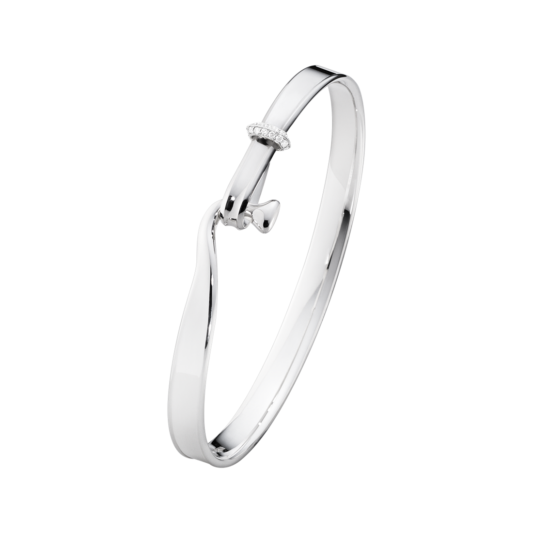 Georg Jensen TORUN Sterling Silver Diamond Set Bangle (medium) 3531283
