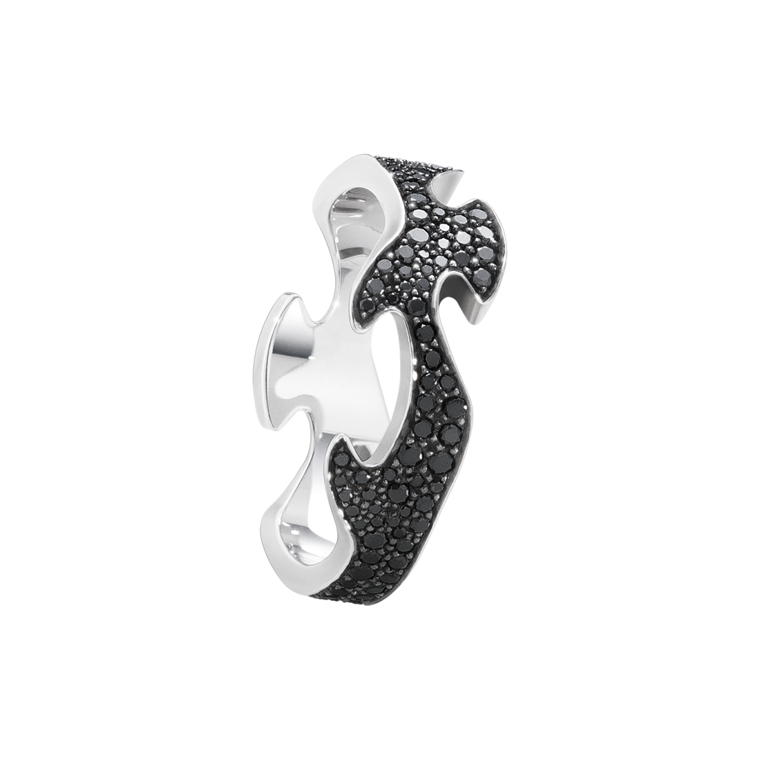 Georg Jensen FUSION 18ct White Gold & Black Diamond Centre Ring 3570920