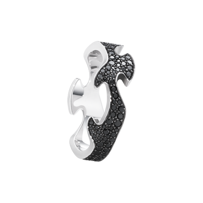 Georg Jensen FUSION 18ct White Gold & Black Diamond Centre Ring 3570920