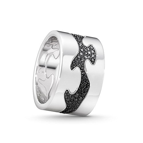 Georg Jensen FUSION 18ct White Gold & Black Diamond Centre Ring 3570920