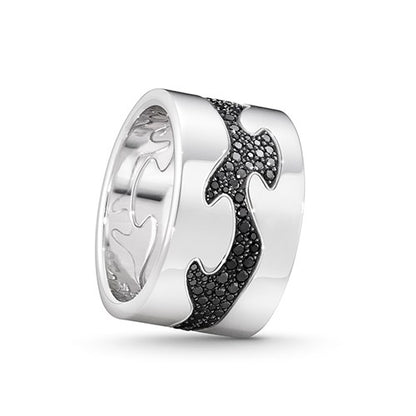 Georg Jensen FUSION 18ct White Gold & Black Diamond Centre Ring 3570920