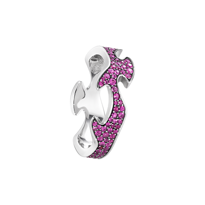 Georg Jensen FUSION 18ct White Gold & Pink Sapphire Centre Ring 3572520