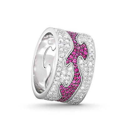 Georg Jensen FUSION 18ct White Gold & Pink Sapphire Centre Ring 3572520