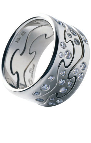 Georg Jensen FUSION 18ct White Gold & Diamond Centre Ring 3546060