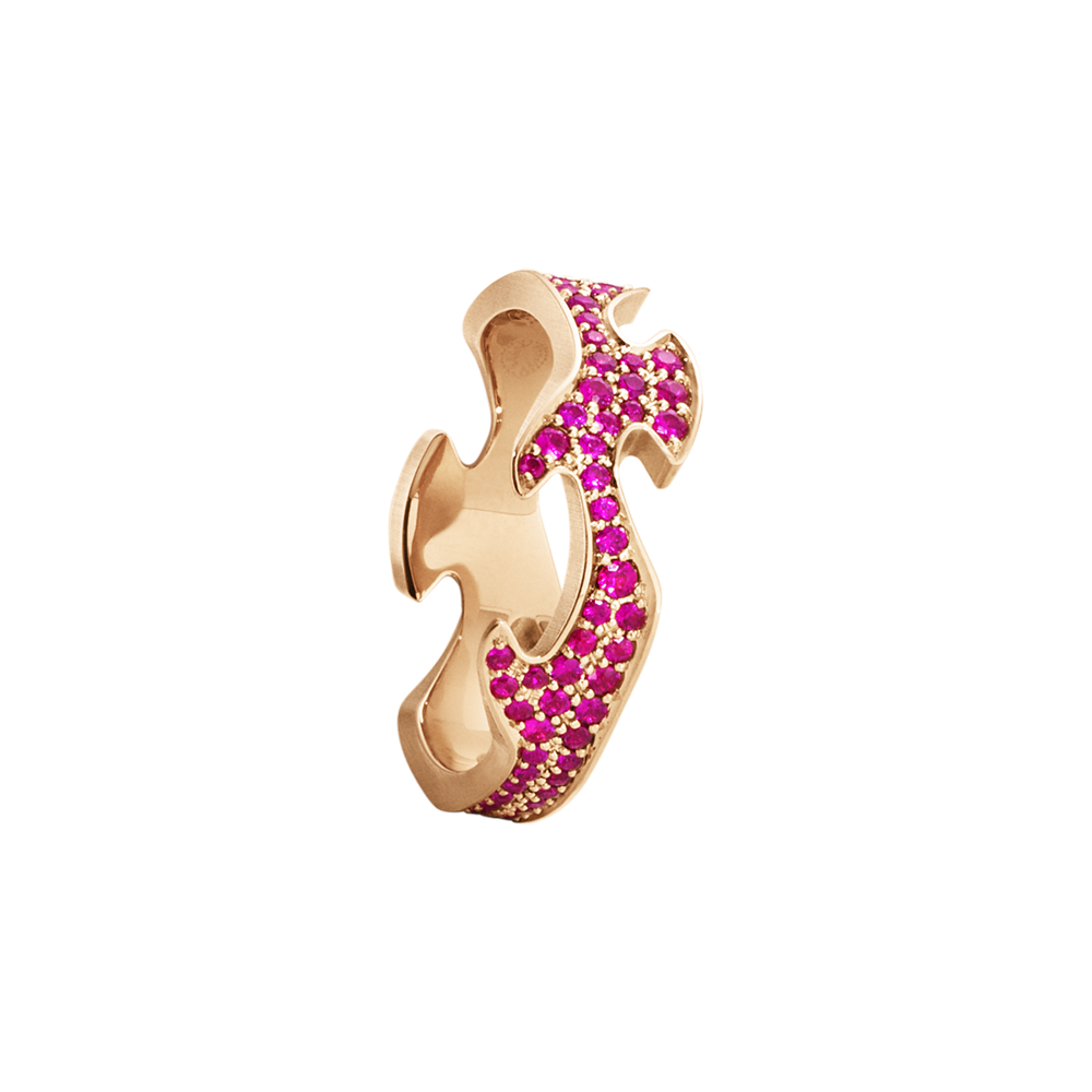Georg Jensen FUSION 18ct Rose Gold & Ruby Centre Ring 3573780