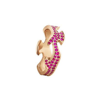 Georg Jensen FUSION 18ct Rose Gold & Ruby Centre Ring 3573780