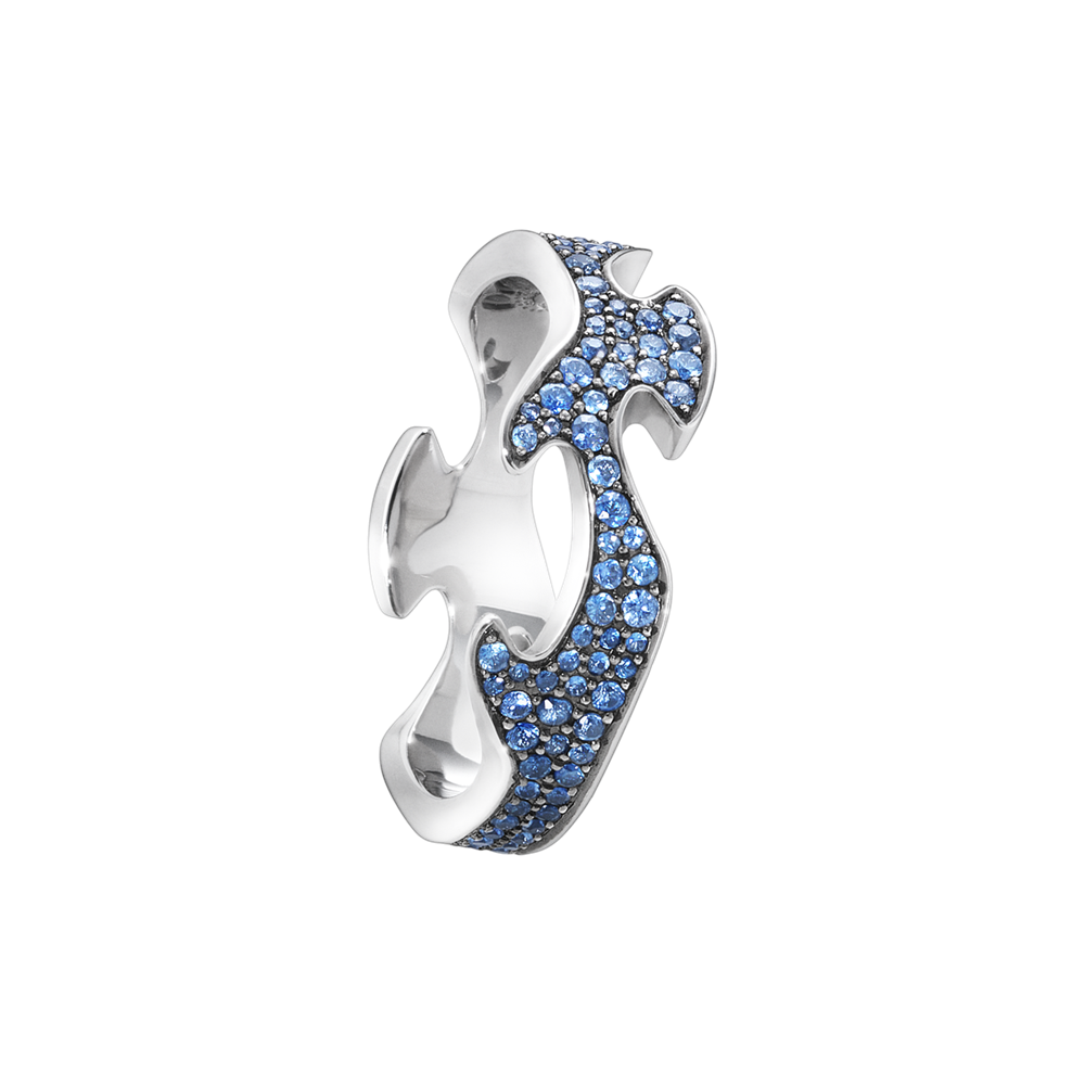 Georg Jensen FUSION 18ct White Gold & Sapphire Centre Ring 3570500