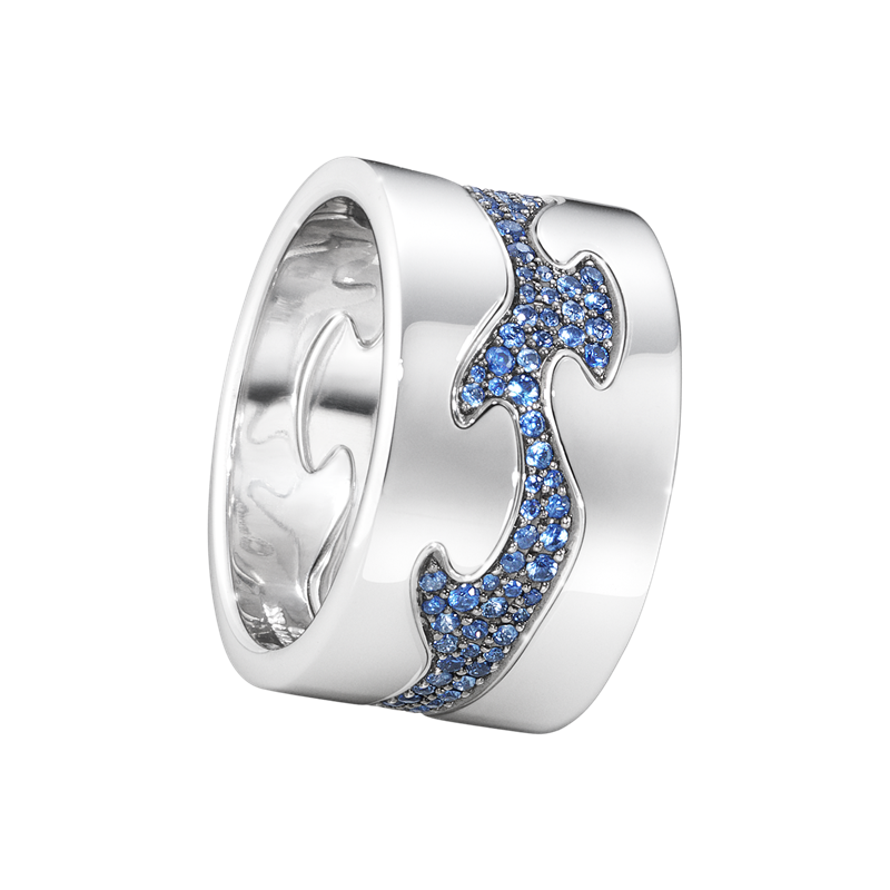 Georg Jensen FUSION 18ct White Gold & Sapphire Centre Ring 3570500