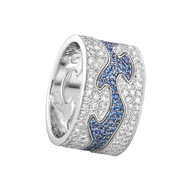 Georg Jensen FUSION 18ct White Gold & Sapphire Centre Ring 3570500