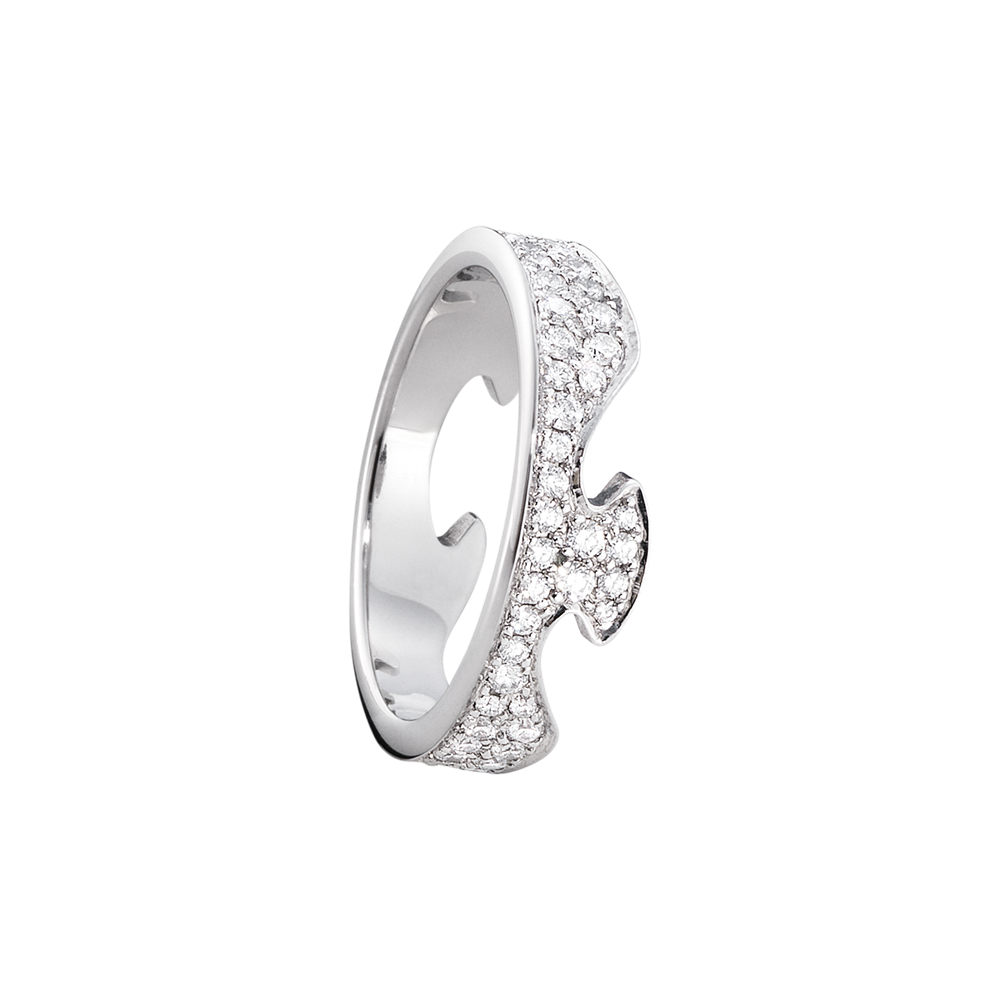 Georg Jensen FUSION 18ct White Gold & Diamond End Ring 3569260