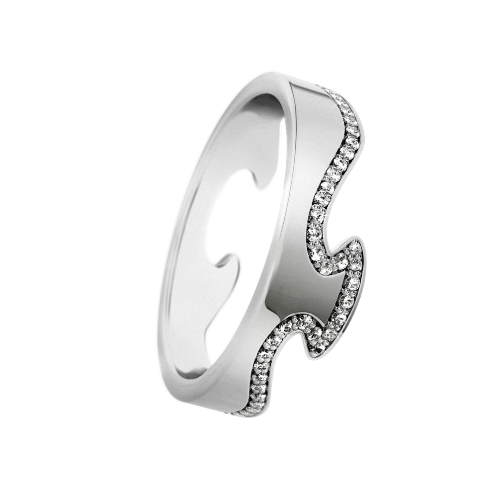 Georg Jensen FUSION 18ct White Gold & Diamond End Ring 3570860