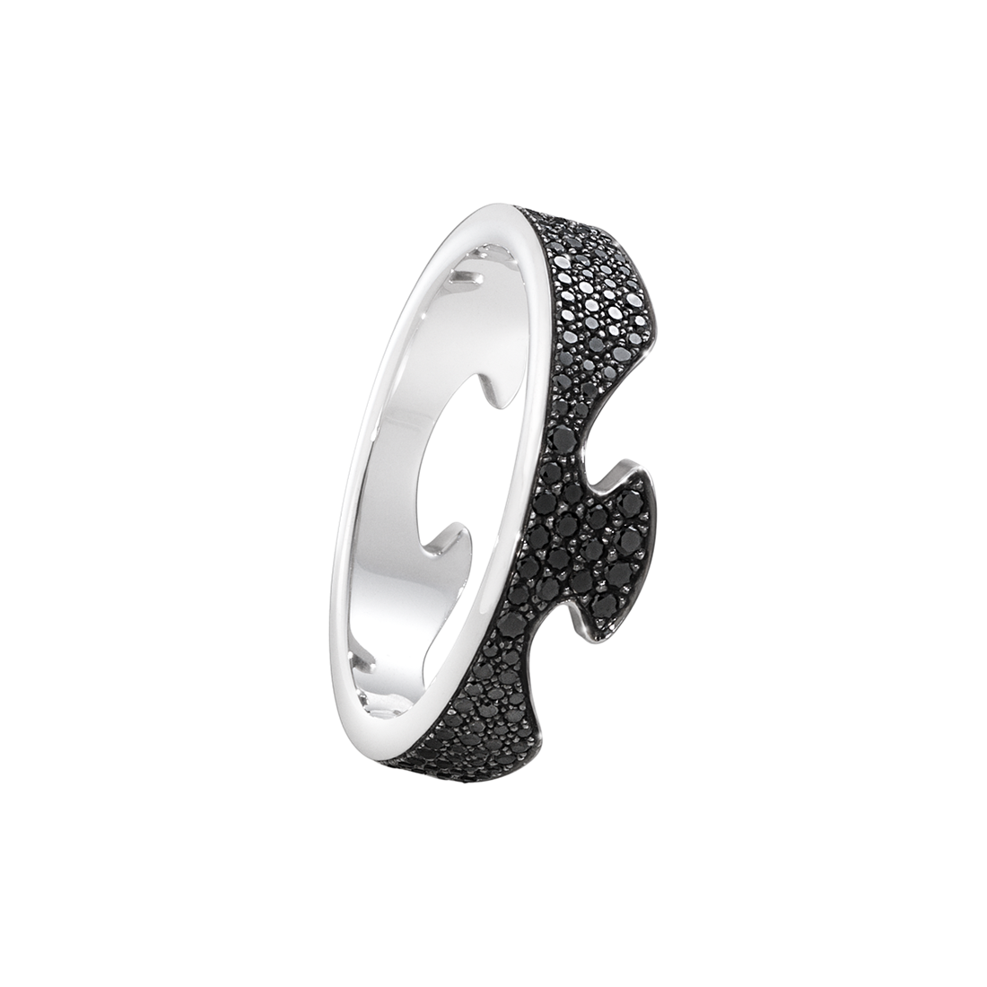 Georg Jensen FUSION 18ct White Gold & Black Diamond End Ring 3570900