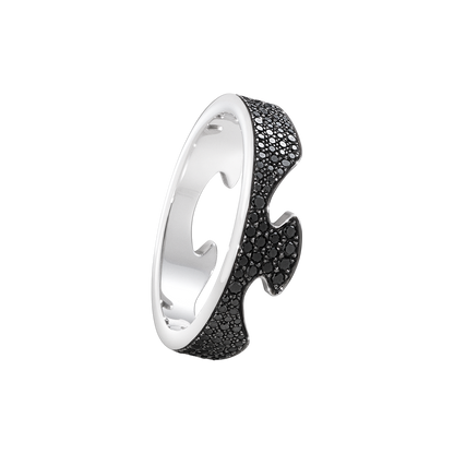 Georg Jensen FUSION 18ct White Gold & Black Diamond End Ring 3570900