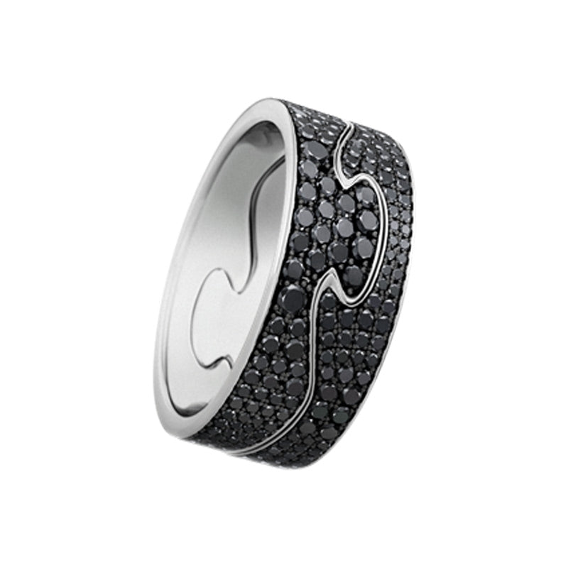 Georg Jensen FUSION 18ct White Gold & Black Diamond End Ring 3570900