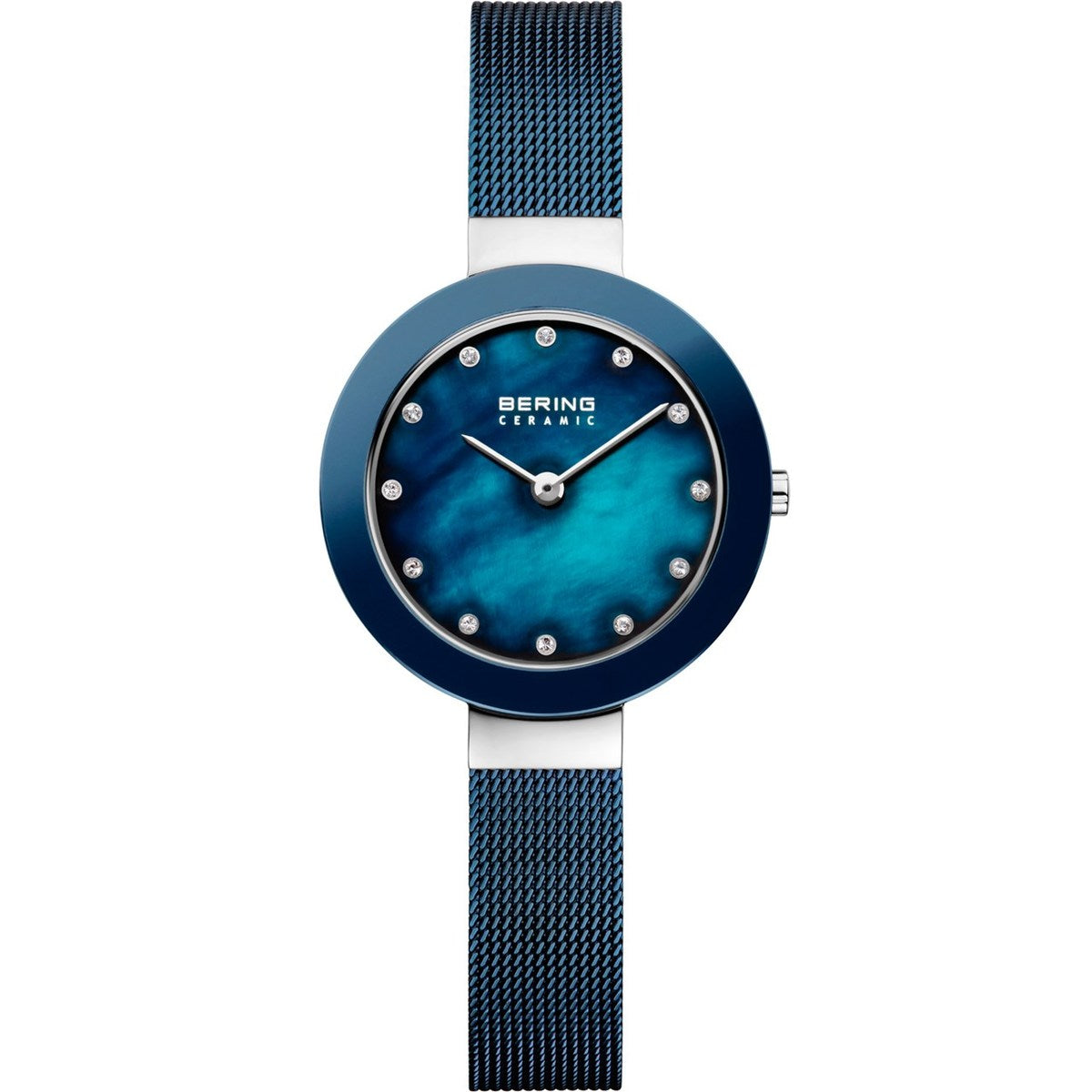 Bering Ceramic Collection Blue Dial Stainless Steel Womens Quartz Watch 11429-387