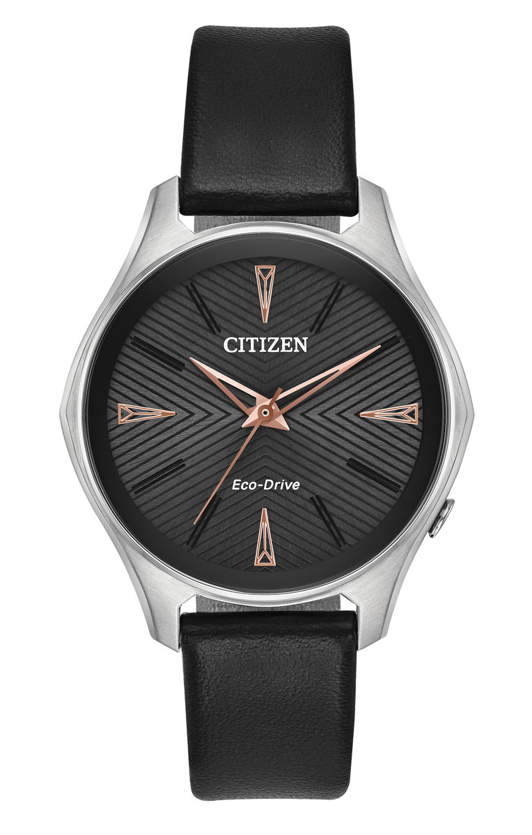 Citizen Eco-Drive Modena Black Dial Stainless Steel Womens Watch EM0591-01E