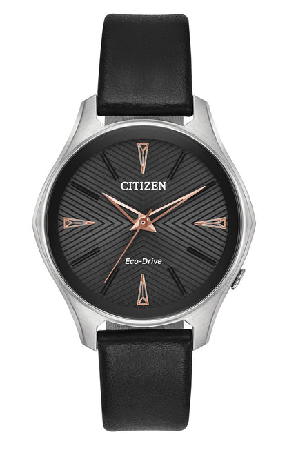 Citizen Eco-Drive Modena Black Dial Stainless Steel Womens Watch EM0591-01E