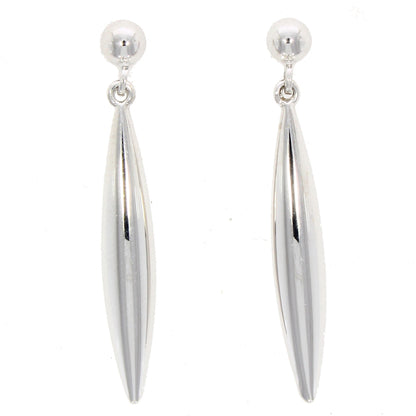 9ct White Gold Polished Marquise Drop Earrings