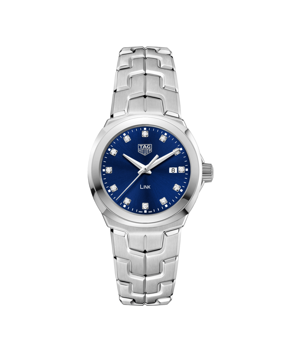TAG Heuer Link Lady Blue Diamond Set Dial Stainless Steel Womens Quartz Watch WBC1318.BA0600