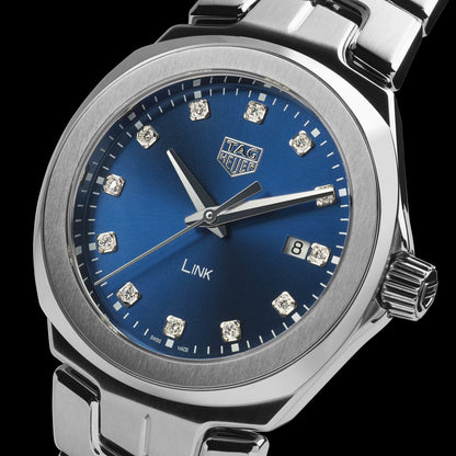 TAG Heuer Link Lady Blue Diamond Set Dial Stainless Steel Womens Quartz Watch WBC1318.BA0600